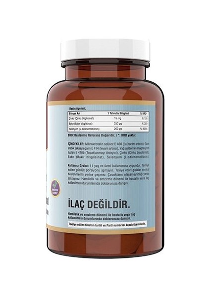 Çinko Bisglisinat Selenyum Bakır Bisglisinat 180 Tablet fiyatları