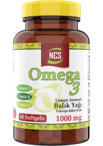 Omega 3 Balık Yağı 1000 Mg Doğal Limon Aromalı 60 Yumuşak Kapsül