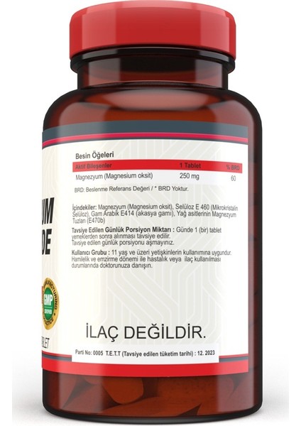 Magnesium Oxide Magnezyum 250 Mg 120 Tablet 2 Kutu modelleri