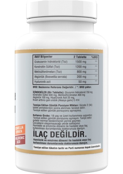 Glucosamine Chondroitin Msm Hyaluronic Acid 120 Tablet 3 Kutu modelleri