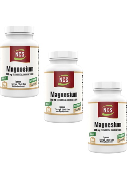 Magnesium 200 Mg Malat Taurat Glisinat 90 Tablet 3 Kutu