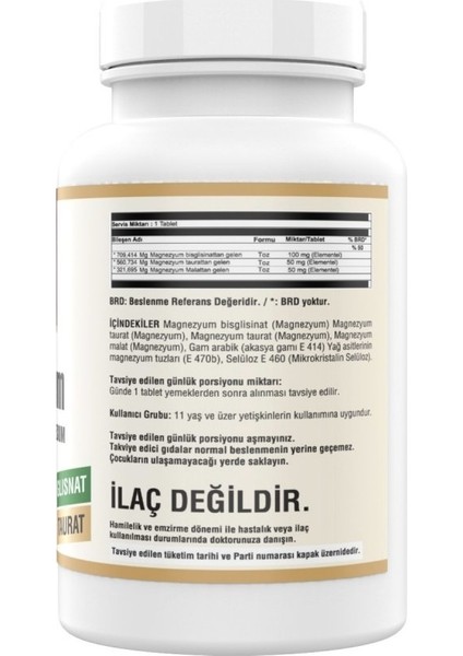 Magnesium 200 Mg Malat Taurat Glisinat 90 Tablet 3 Kutu modelleri