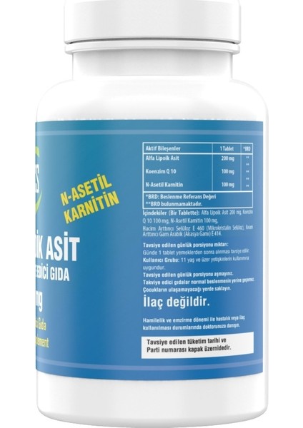 L-Carnitine Alpha Lipoic Acid Koenzim Q10 90 Tablet 3 Kutu