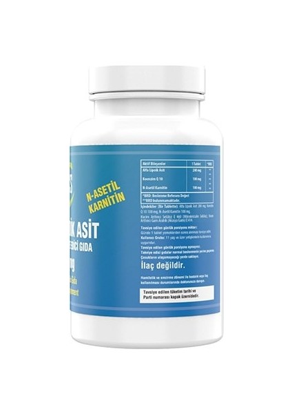 L-Carnitine Alpha Lipoic Acid Koenzim Q10 180 Tablet 3 Kutu