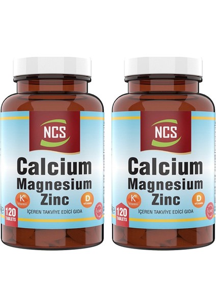 Kalsiyum Magnezyum Çinko Vitamin D & K 120 Tablet 2 Kutu