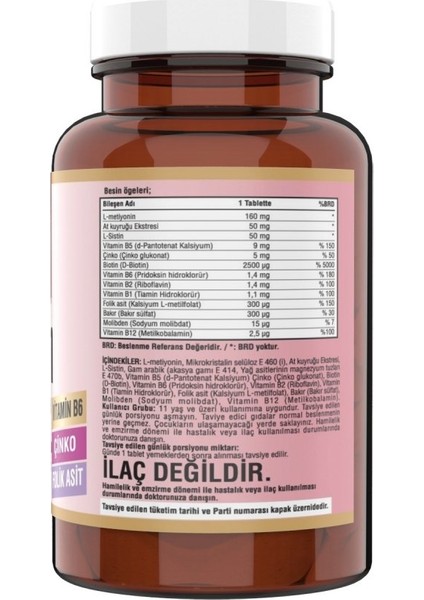 Biotin 2500 Mcg L Sistein Çinko 60 Tablet 3 Kutu fırsatları