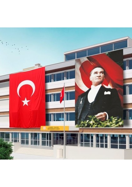 -5 Raşel Kumaş Atatürk Posteri + Türk Bayrağı 600 x 900 cm fiyatları