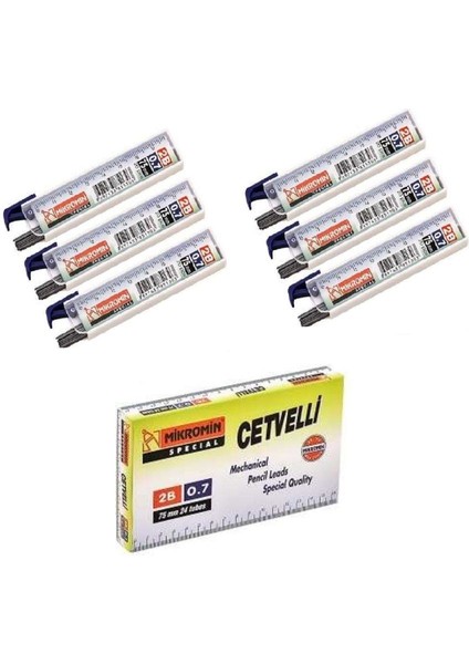 Min 0.7 mm Cetvelli Kalem Ucu 75 mm Mikro Uç 6 Adet