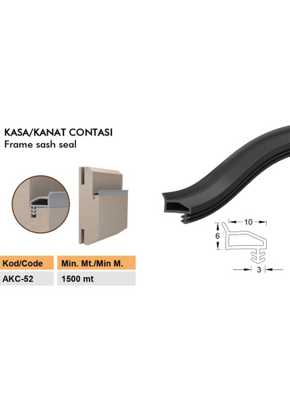 Yandan Tırnaklı Eğik Çatı Tipi 10 mm Ahşap Kapı Amerikan Panel Kapı Fitili 100 M Kahve Renk