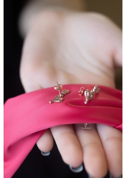 Love Aşk Yazılı Taşlı Gümüş Küpe-Rose fiyatları