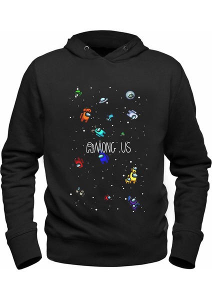 Among Us Baskılı Siyah Sweatshirt