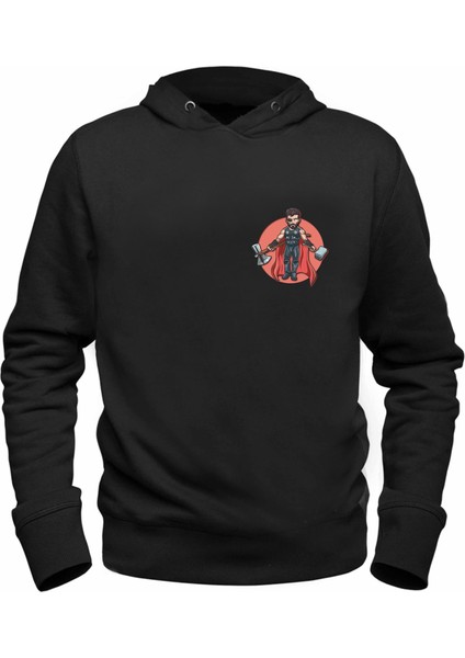 Thor Mjolnir Baskılı Hammer Siyah Sweatshirt