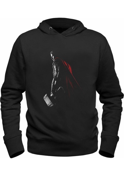 Thor Mjolnir Resim Baskılı Hammer Siyah Sweatshirt