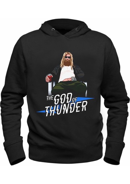 Thor Mjolnir Resim Baskılı Hammer Siyah Sweatshirt