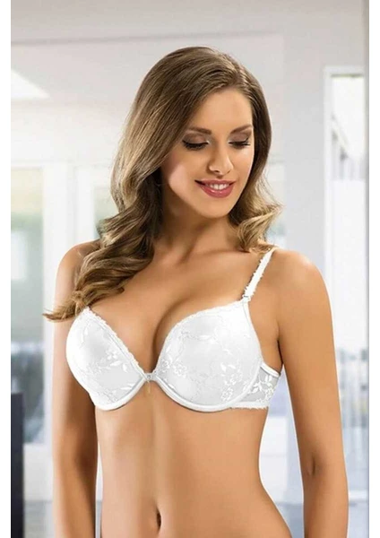 Le Jardin 7005 Loanna (Ekru) 2 Beden Büyüten Büyük Gösteren Destekli Dolgulu Dantelli Soft Cup Sütyen