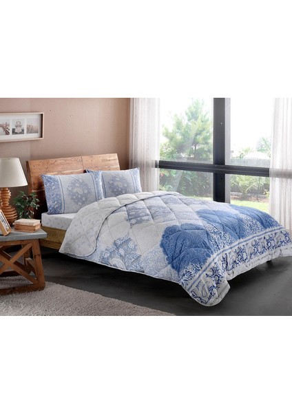 - Aryan Mavi Tek Kişilik Yastık Hediyeli Yorgan Seti