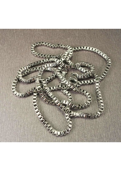 316L Paslanmaz Çelik Erkek Kolye Zincir 2mm Ince Kutu Model