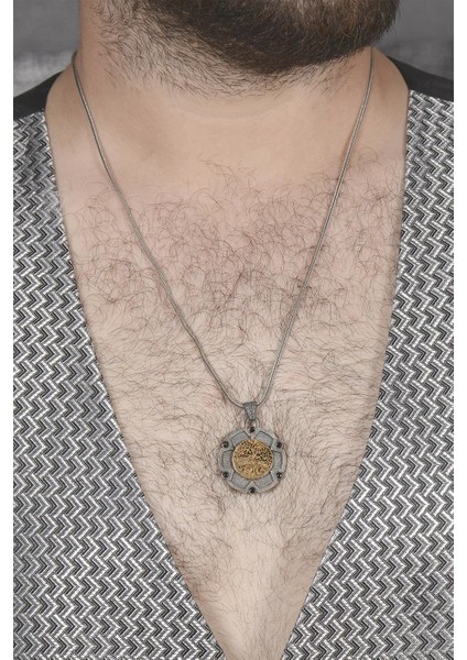 Hayat Ağacı Yuvarlak Model 925 Ayar Gümüş Erkek Kolye Zincir Gklhytagacıalt modelleri