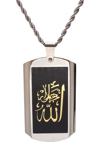 Allah Yazılı Çelik Erkek Kolye Zincir