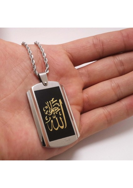 Allah Yazılı Çelik Erkek Kolye Zincir modelleri
