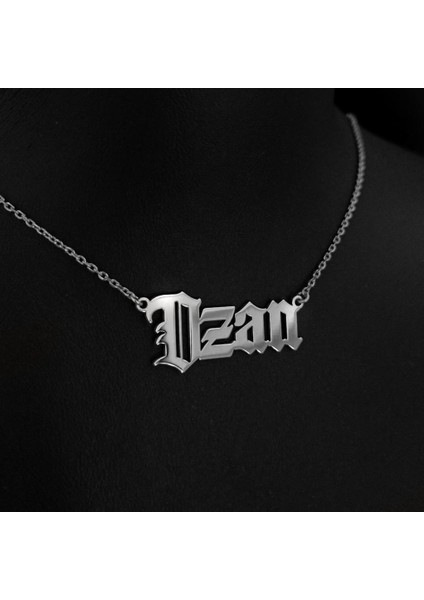 Kişiye Özel Gotik Isim Yazılan Gümüş Renk Erkek Gümüş Kolye Zincir Gklgmskısım modelleri