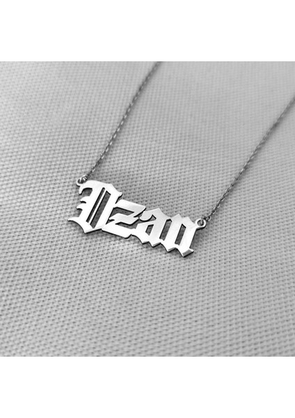 Kişiye Özel Gotik Isim Yazılan Gümüş Renk Erkek Gümüş Kolye Zincir Gklgmskısım indirimleri