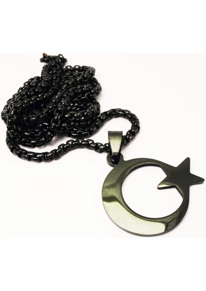 Siyah Ayyıldız Bayrak Çelik Erkek Kolye Zincir fiyatları