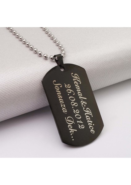 Siyah Asker Künyesi Kolyesi Paslanmaz Erkek Kadın Çelik Kolye Top Zincirli