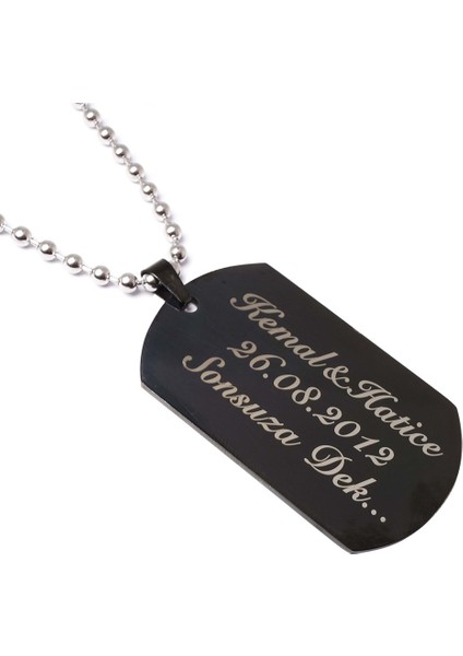 Siyah Asker Künyesi Kolyesi Paslanmaz Erkek Kadın Çelik Kolye Top Zincirli fiyatları