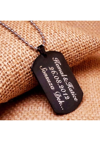 Siyah Asker Künyesi Kolyesi Paslanmaz Erkek Kadın Çelik Kolye Top Zincirli modelleri