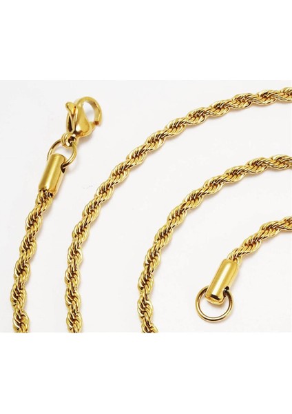 Altın Rengi Burma Halat Çelik Erkek Kolye Zincir Ince Model fırsatları