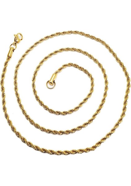 Altın Rengi Burma Halat Çelik Erkek Kolye Zincir Ince Model indirimleri