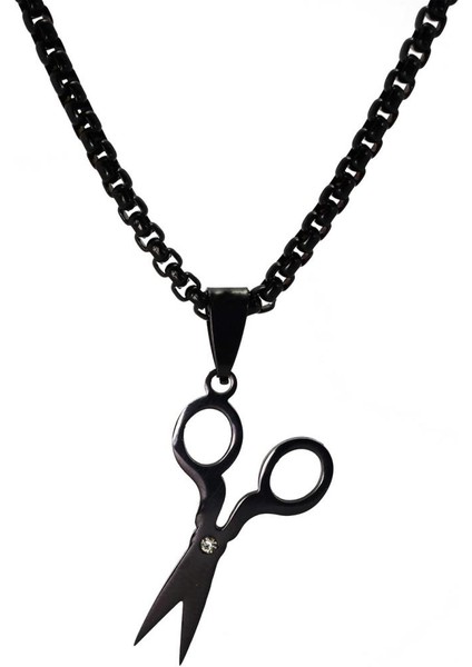 Berber Makas Erkek Çelik Kolye Zincir Siyah Model