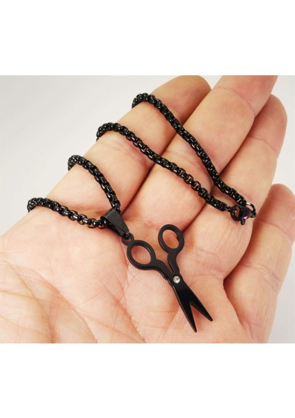 Berber Makas Erkek Çelik Kolye Zincir Siyah Model modelleri