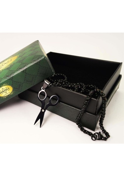 Berber Makas Erkek Çelik Kolye Zincir Siyah Model fırsatları