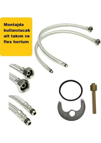 Siyah Mutfak Lavabo Banyo Set (Gümüş Ara), 3 Parça indirimleri