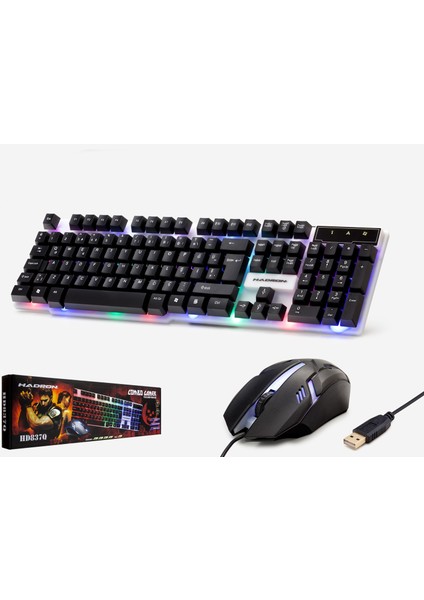 HD837 LEDli Kablolu Oyuncu Klavye + Mouse Set