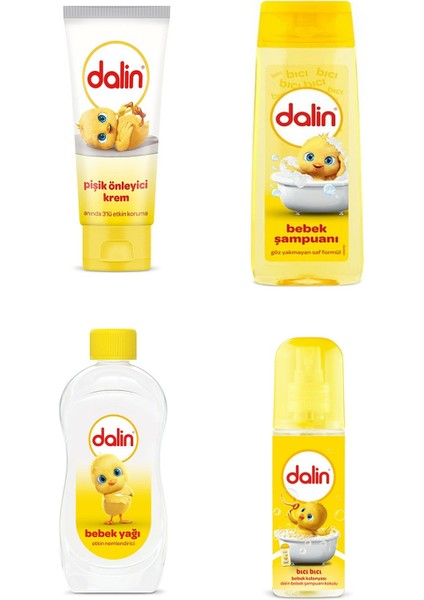 Pişik Önleyici Kremi 100 ml + Şampuan 200 ml + Kolonya 150 ml + Bebek Yagı 300 ml Klasik Set