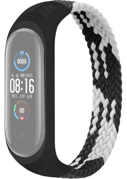 Xiaomi Mi Band Için Naylon Esneklik Örgü Değiştirme Kayışı 6/5/4/3 Mavi Beyaz (Yurt Dışından)
