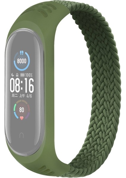 Xiaomi Mi Band Için Naylon Esneklik Değiştirme Kayışı 6/5/4/3 Boyutu: L 170MM Yeşil (Yurt Dışından)