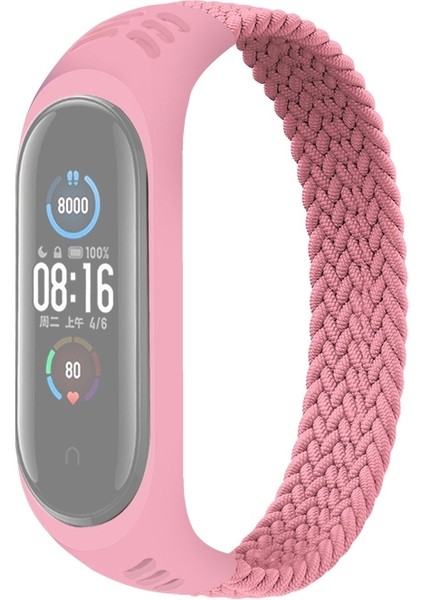 Xiaomi Mi Band Için Naylon Esneklik Örgü Değiştirme Kayışı 6/5/4/3 Boyutu: M 160MM Mavi Beyaz (Yurt Dışından)