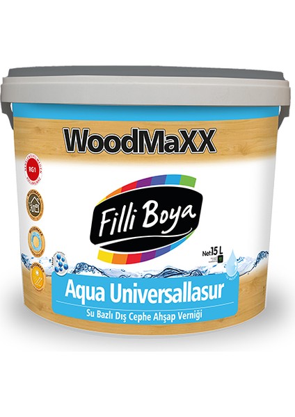 Woodmaxx® Aqua Universallasur 15 Lt (Su Bazlı Dış Cephe Ahşap Verniği)