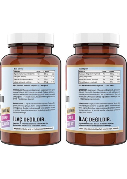 Zma Magnesium Bisglisinat Çinko Vitamin B 6 60 Tablet 3 Kutu fiyatları