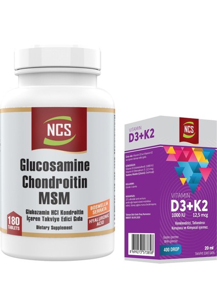 Glucosamine Kollajen 180 Tablet & Vitamin D3 K2 Damla
