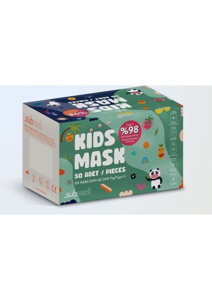 Çocuk Maskesi, Cerrahi Maske Siyah Renk 50 Adet