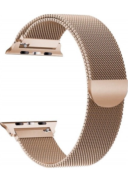 Apple Watch Metal Kordon Milano Kayış Manyetik Iwatch Uyumlu Milanese Seri 5 Altın Gold Renk