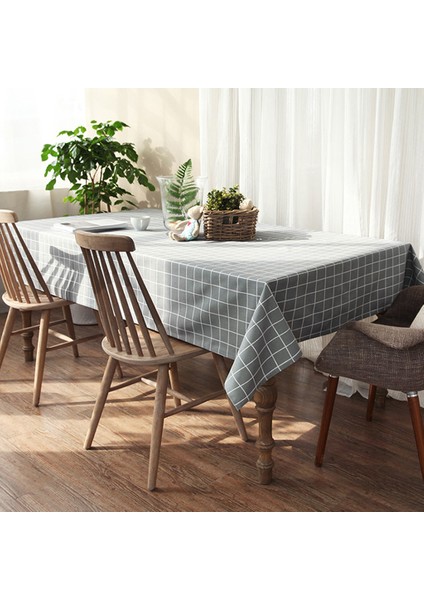 F Fityle Ekose Masa Örtüsü Kapak Su Geçirmez Dikdörtgen Gri Modern Doku Ev Restoran (Yurt Dışından) fiyatları
