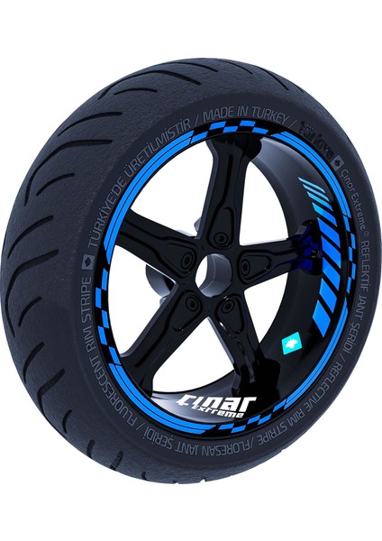 Azur Mavi Moto Gp Iç Dış Jant Şeridi Takım Sticker Çınar Extreme