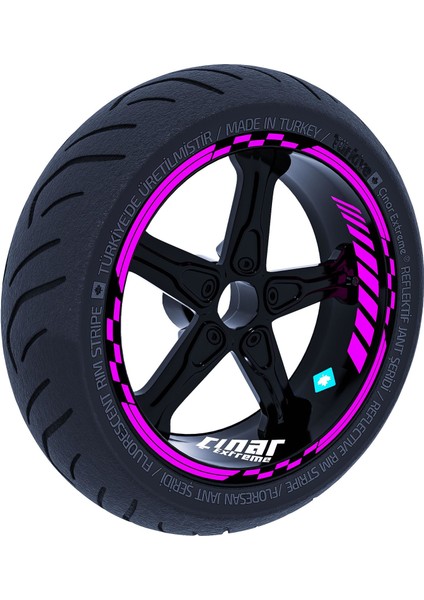 Gül Pembesi Moto Gp Iç Dış Jant Şeridi Takım Sticker Çınar Extreme