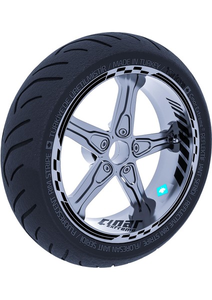 Jet Siyah Moto Gp Iç Dış Jant Şeridi Takım Sticker Çınar Extreme